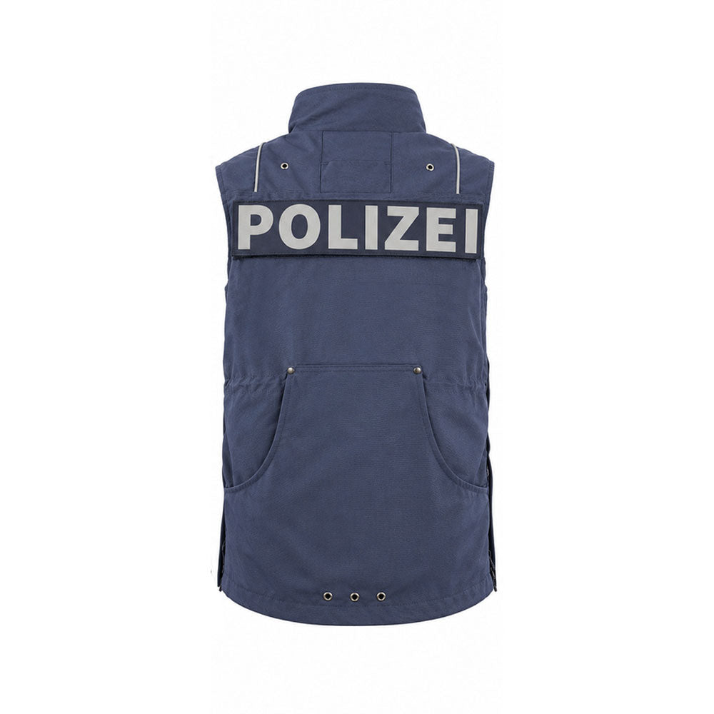 Weste Polizei blau Rückenansicht