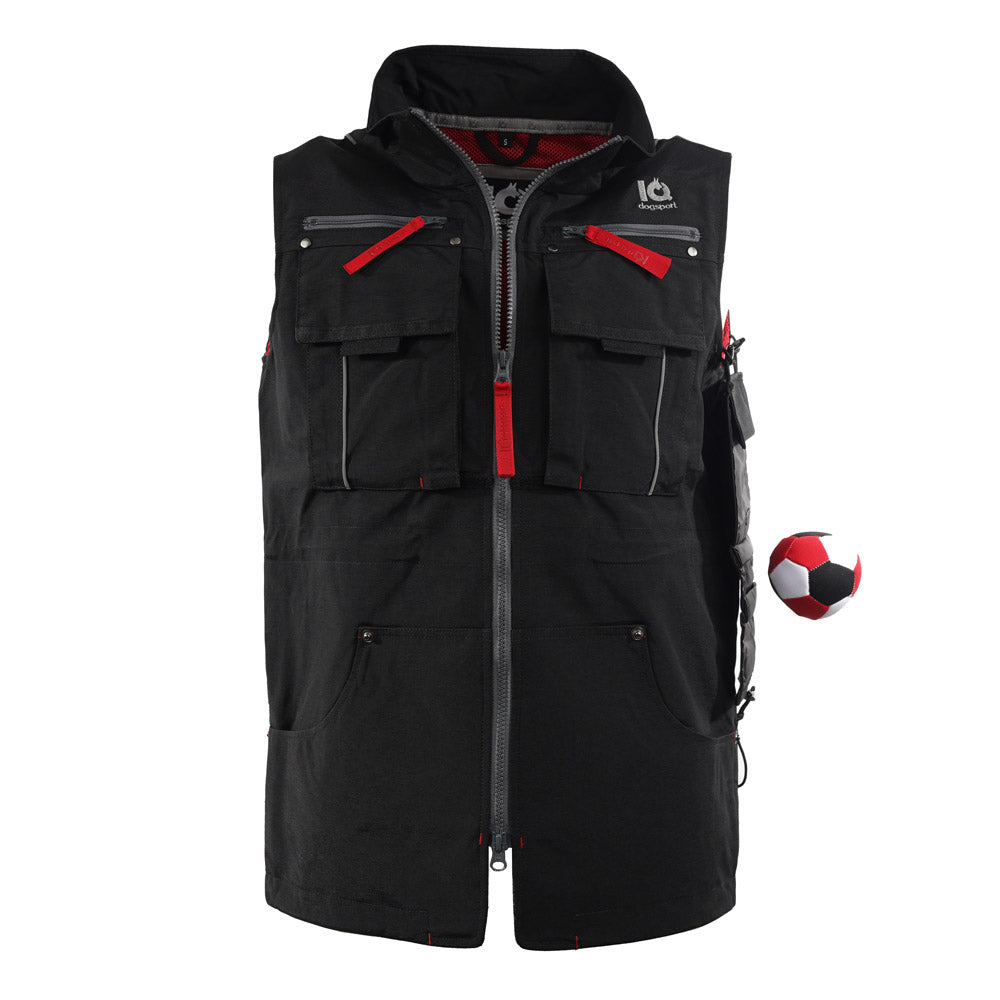 IQ Hundesport Weste 3.0 mit geöffneter Magnettasche zum Ausbilden der Fußposition