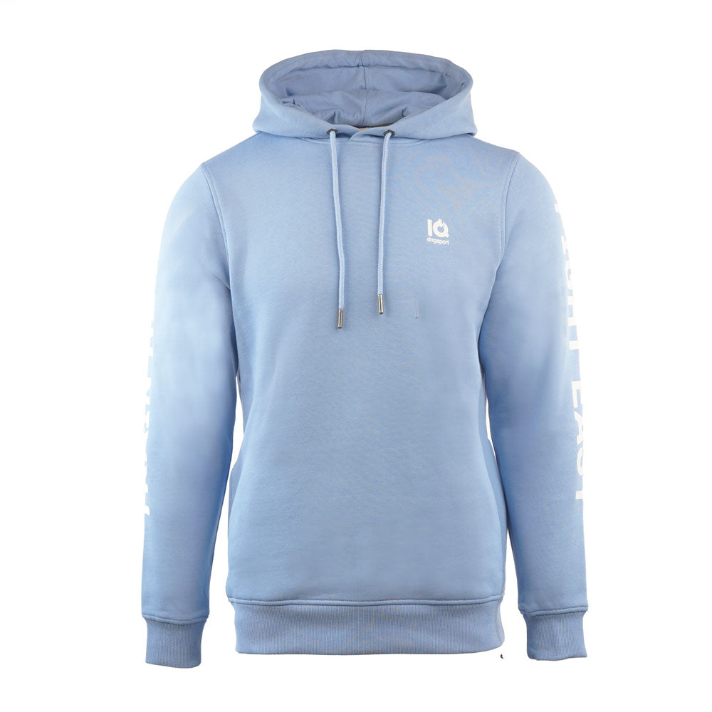 auptbild frontal: IQ Trainingshoodie Train Hard Ice – Hundesport Hoodie mit Rückentasche Frontansicht