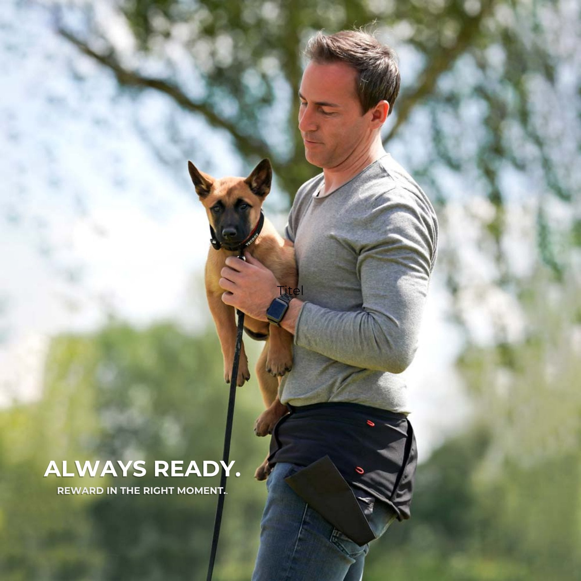 Hundetraining mit Gürtel und Futtertaschen für Welpen