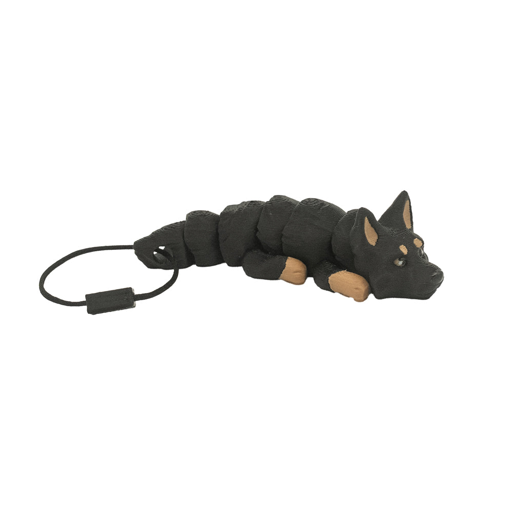 3D gedruckter schwarzer Schäferhund Schlüsselanhänger