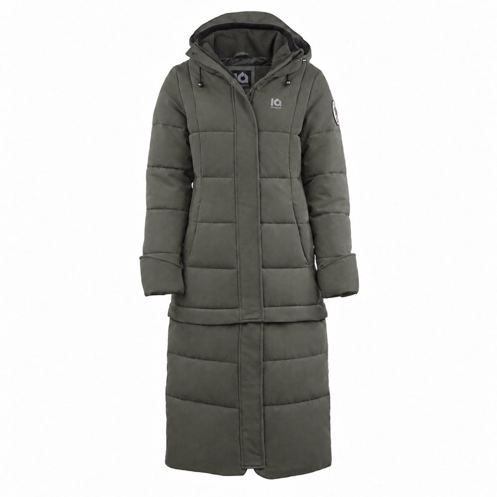 IQ Zip-off Wintermantel Damen in Dusty Green – Frontansicht in voller Länge